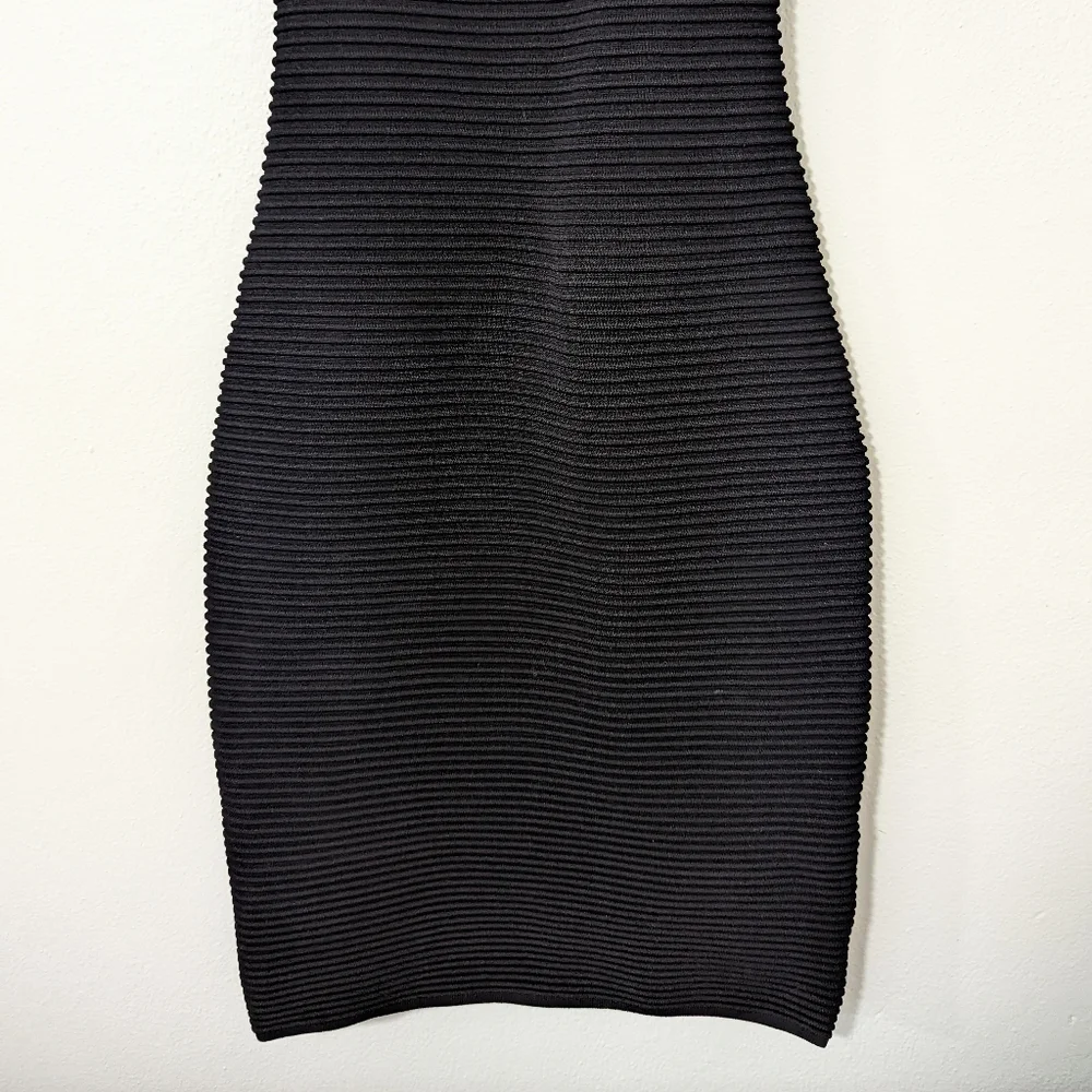 Jonathan Simkhai LBD Ribbed Bodycon Knee Length Dress Open Back Black Medium M